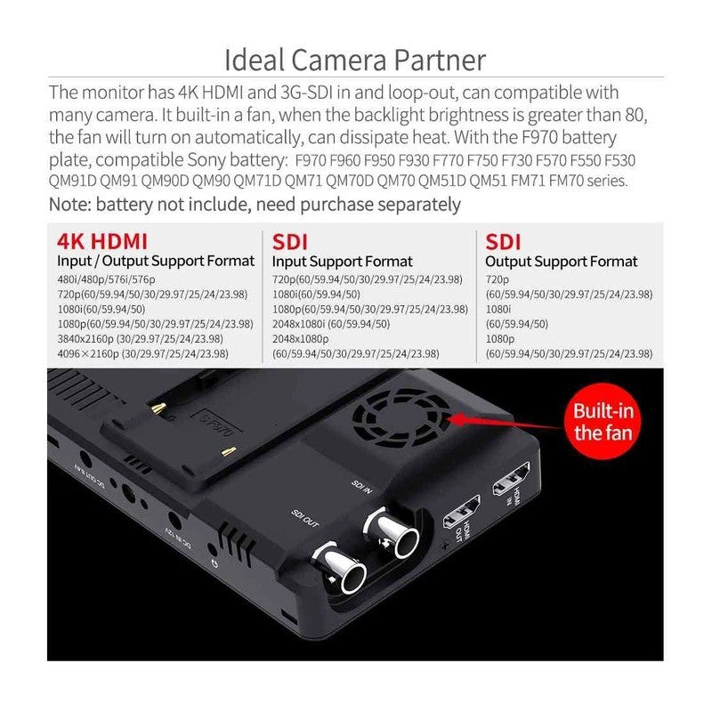FeelWorld LUT6S 6" 4K HDMI/3G-SDI Touchscreen Monitor