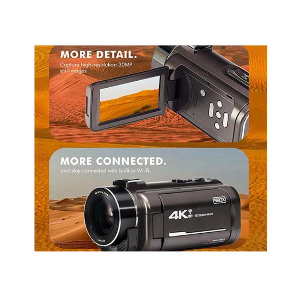 SBOX WX90 Camcorder 4K with 10x Optical Zoom Brown