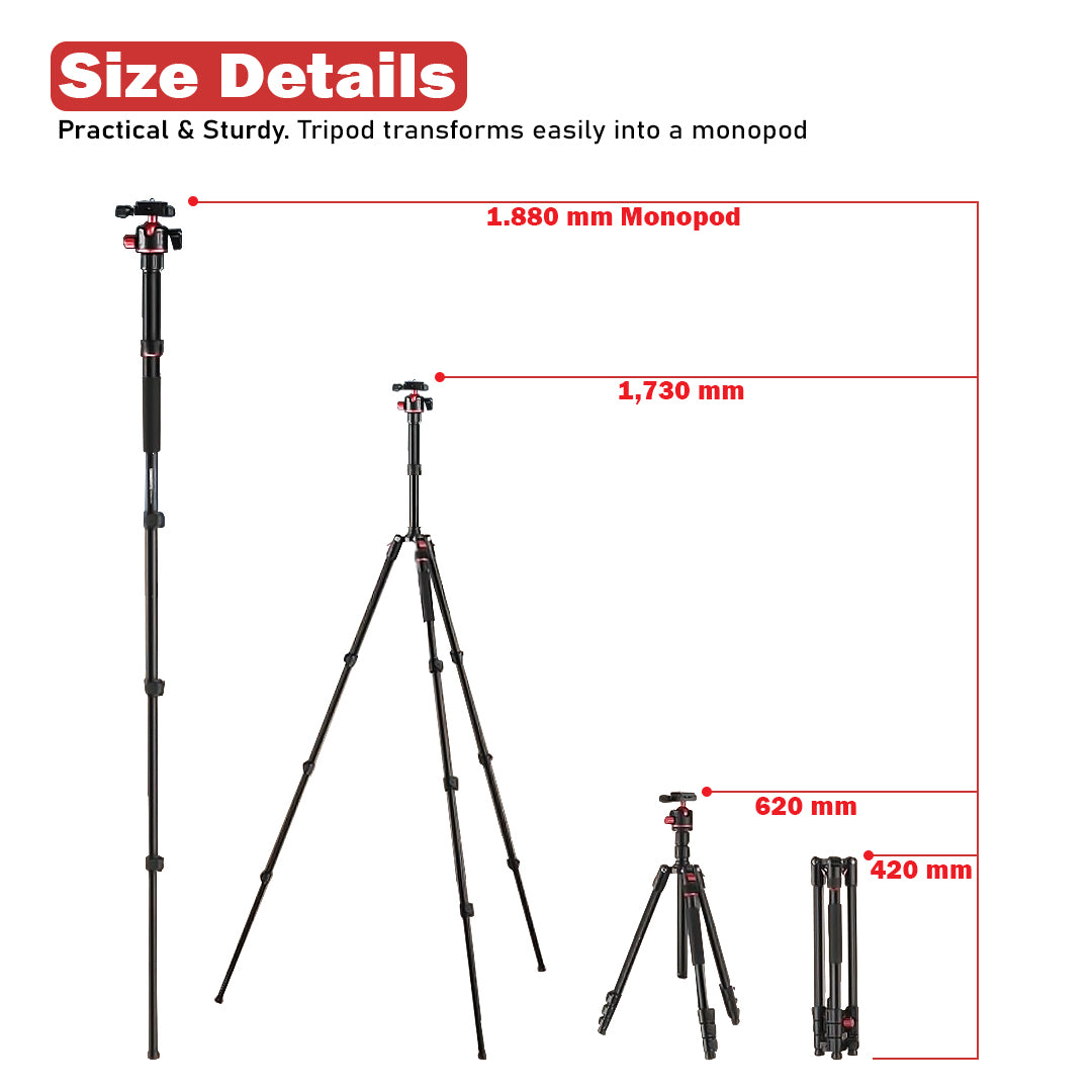 Takara ROVER 60 Compact 2 in 1 Traveller Tripod Monopod Kit